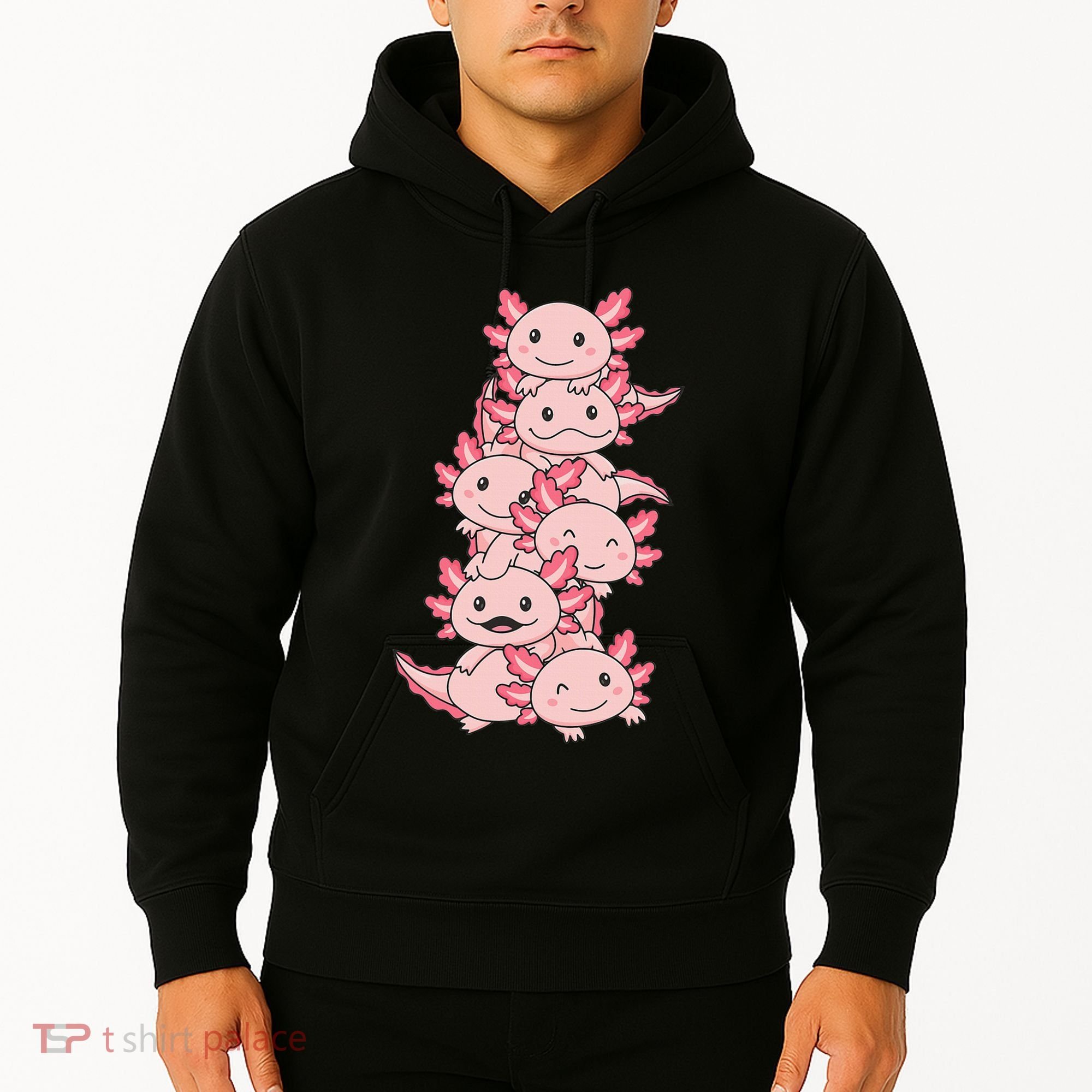 Axolotl Pile Cute Animals Kawaii Anime Hoodie