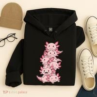 Axolotl Pile Cute Animals Kawaii Anime Hoodie thumb 4
