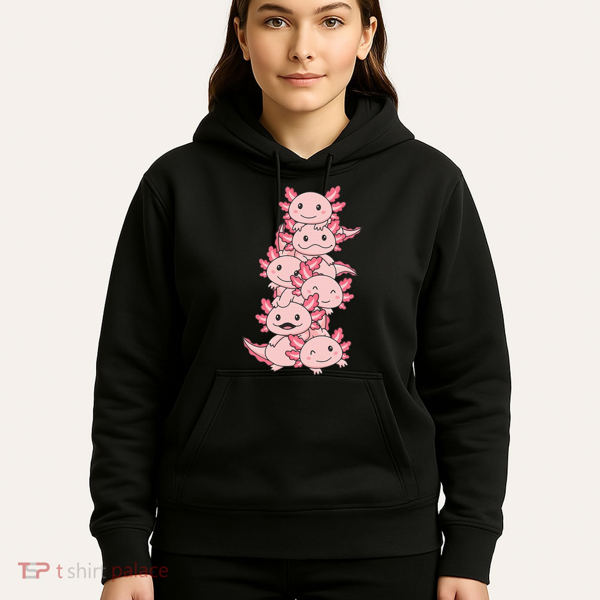 Axolotl Pile Cute Animals Kawaii Anime Hoodie