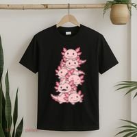 Axolotl Pile Cute Animals Kawaii Anime T-Shirt thumb 2