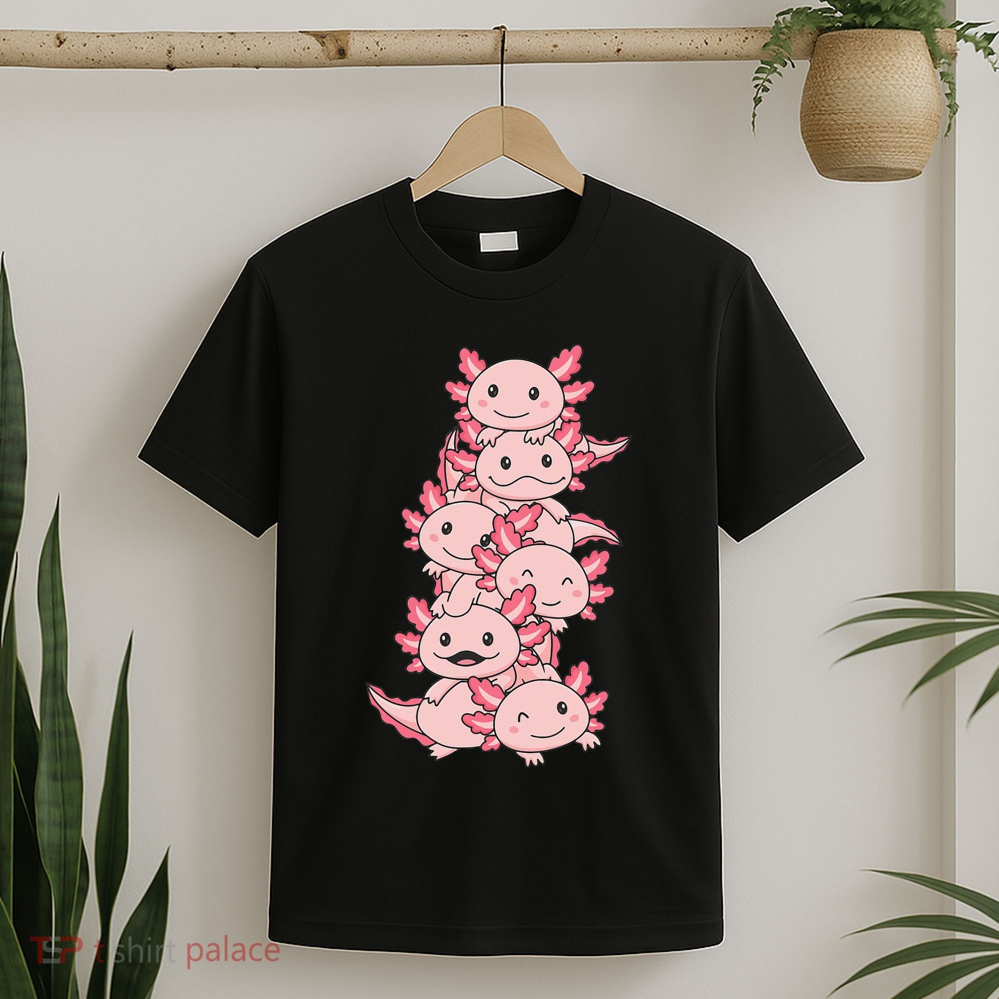 Axolotl Pile Cute Animals Kawaii Anime T-Shirt