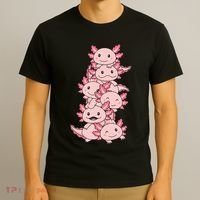 Axolotl Pile Cute Animals Kawaii Anime T-Shirt thumb 3