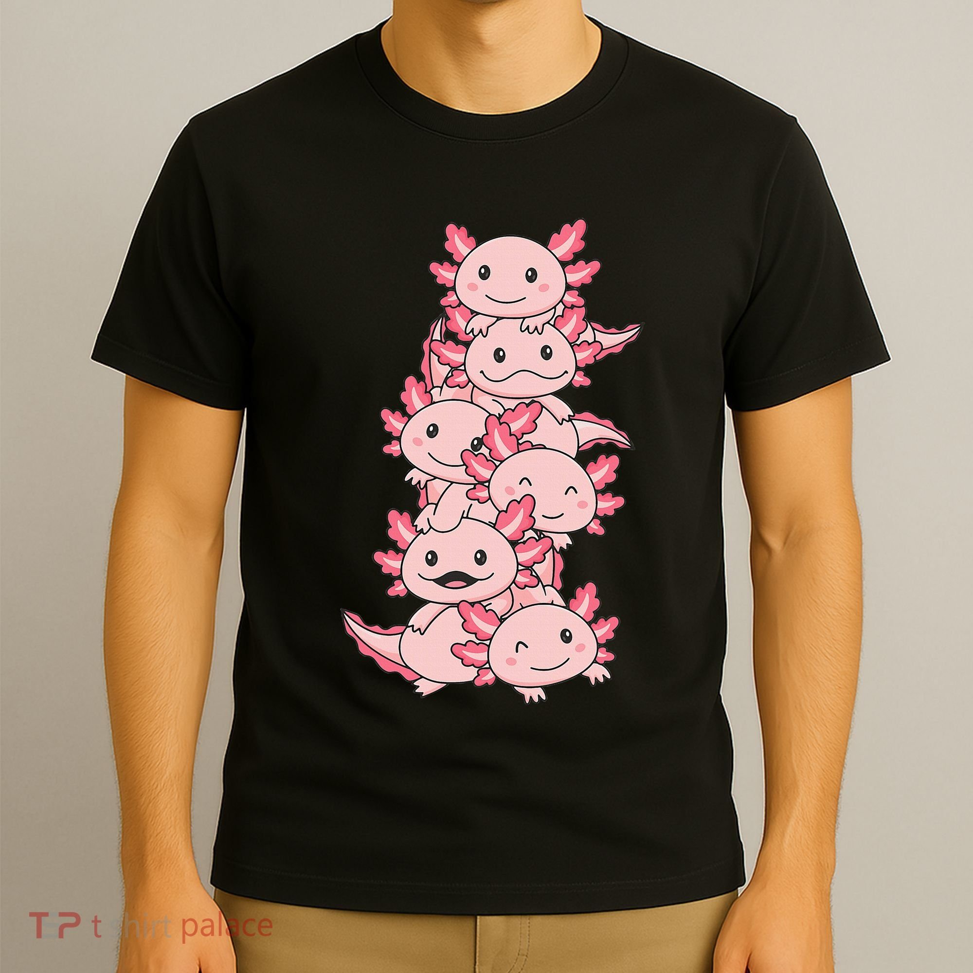 Axolotl Pile Cute Animals Kawaii Anime T-Shirt