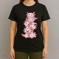 Axolotl Pile Cute Animals Kawaii Anime T-Shirt thumb 4