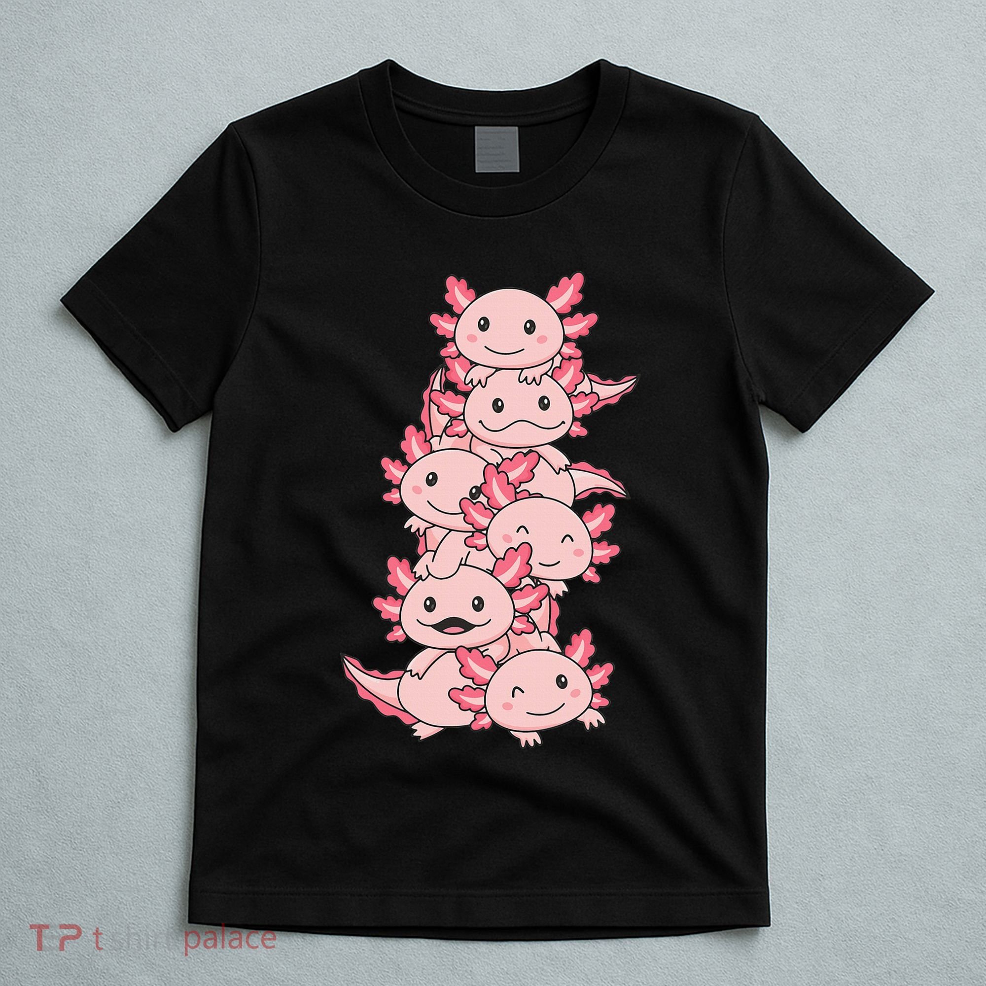 Axolotl Pile Cute Animals Kawaii Anime T-Shirt
