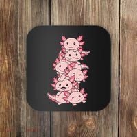 Axolotl Pile Cute Animals Kawaii Anime Coaster thumb 0