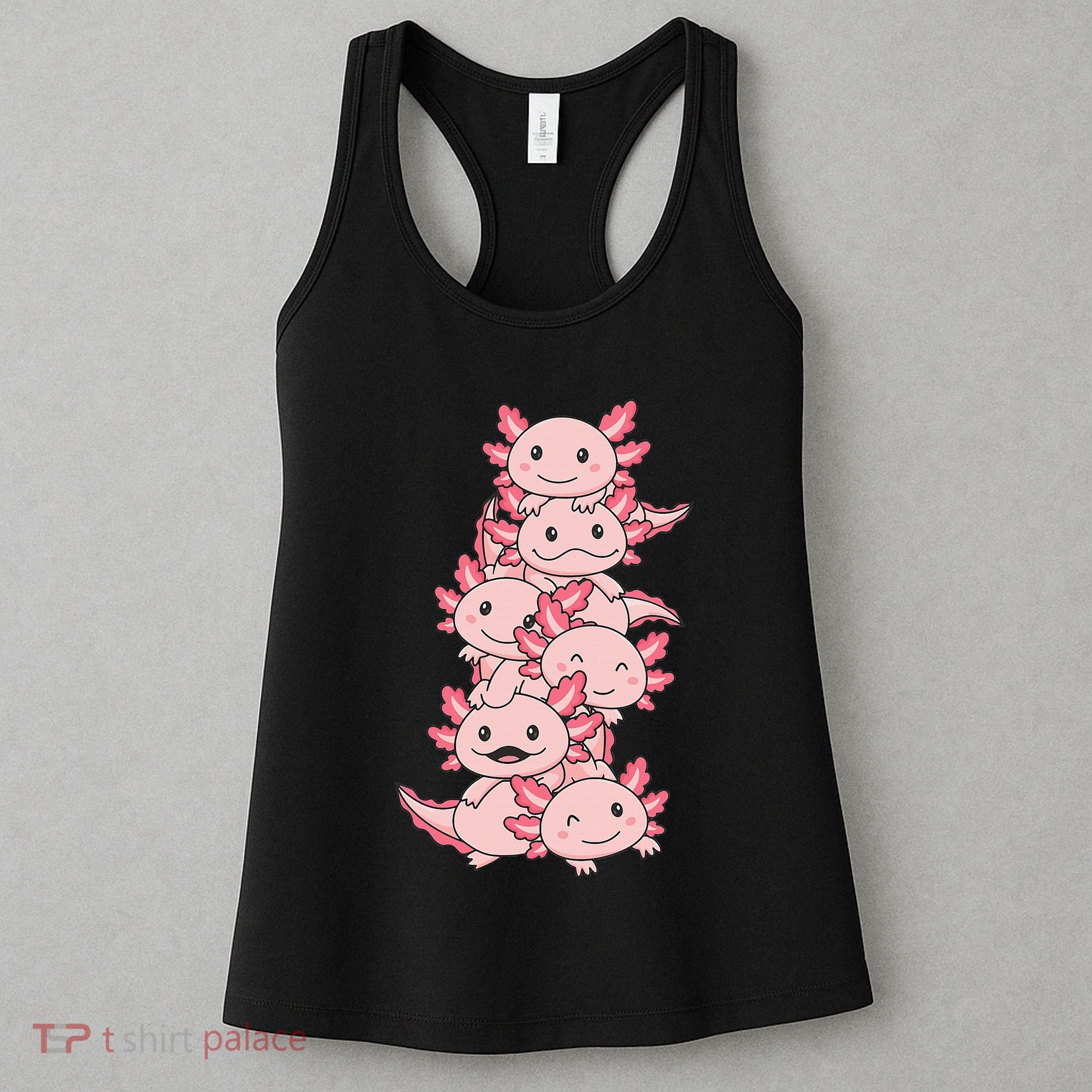 Axolotl Pile Cute Animals Kawaii Anime Women's Tank Top