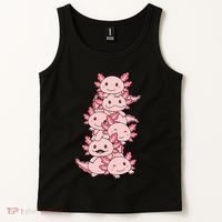 Axolotl Pile Cute Animals Kawaii Anime Tank Top thumb 2