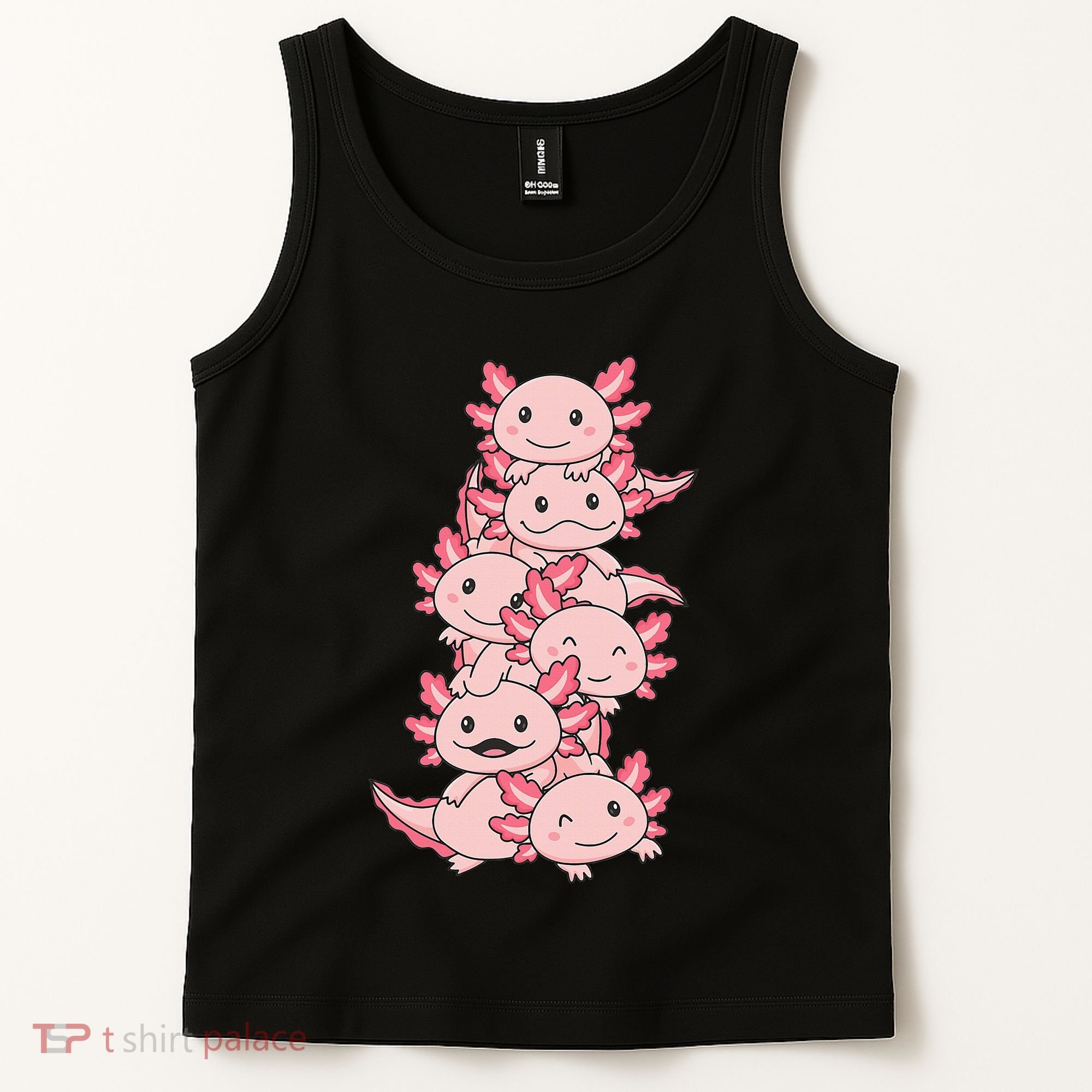 Axolotl Pile Cute Animals Kawaii Anime Tank Top
