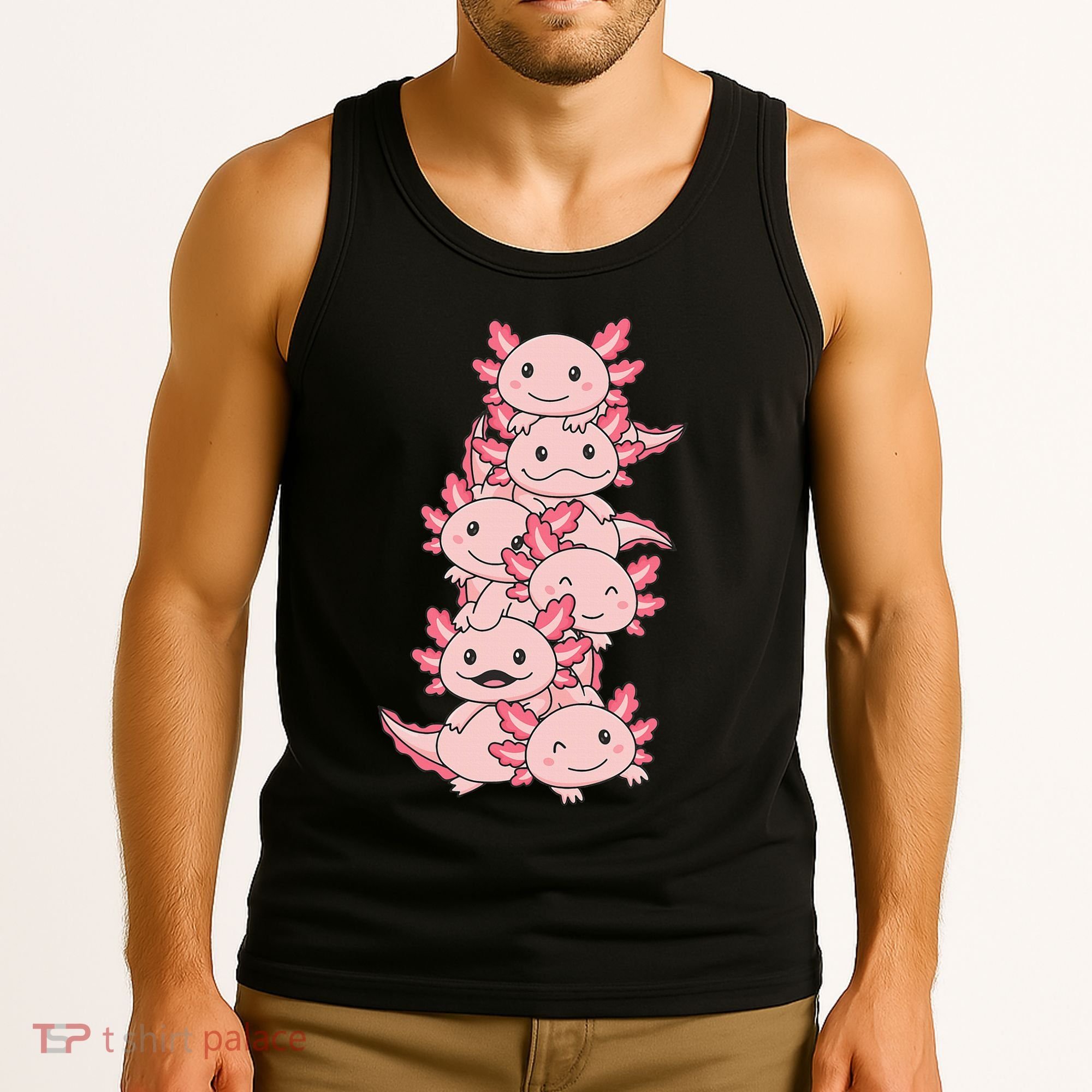 Axolotl Pile Cute Animals Kawaii Anime Tank Top