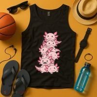 Axolotl Pile Cute Animals Kawaii Anime Tank Top thumb 4