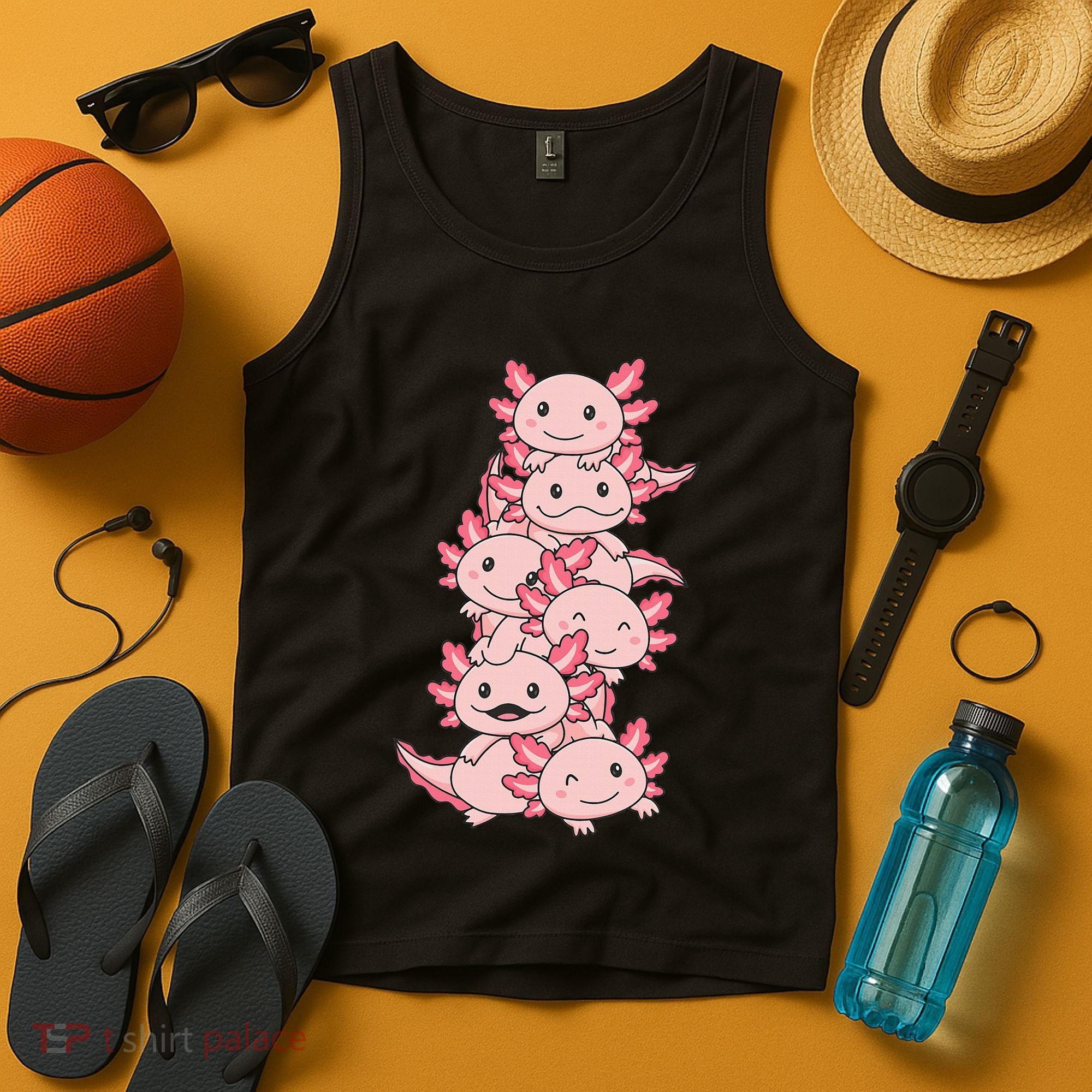 Axolotl Pile Cute Animals Kawaii Anime Tank Top