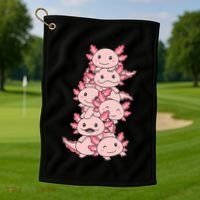 Axolotl Pile Cute Animals Kawaii Anime Golf Towel thumb 1