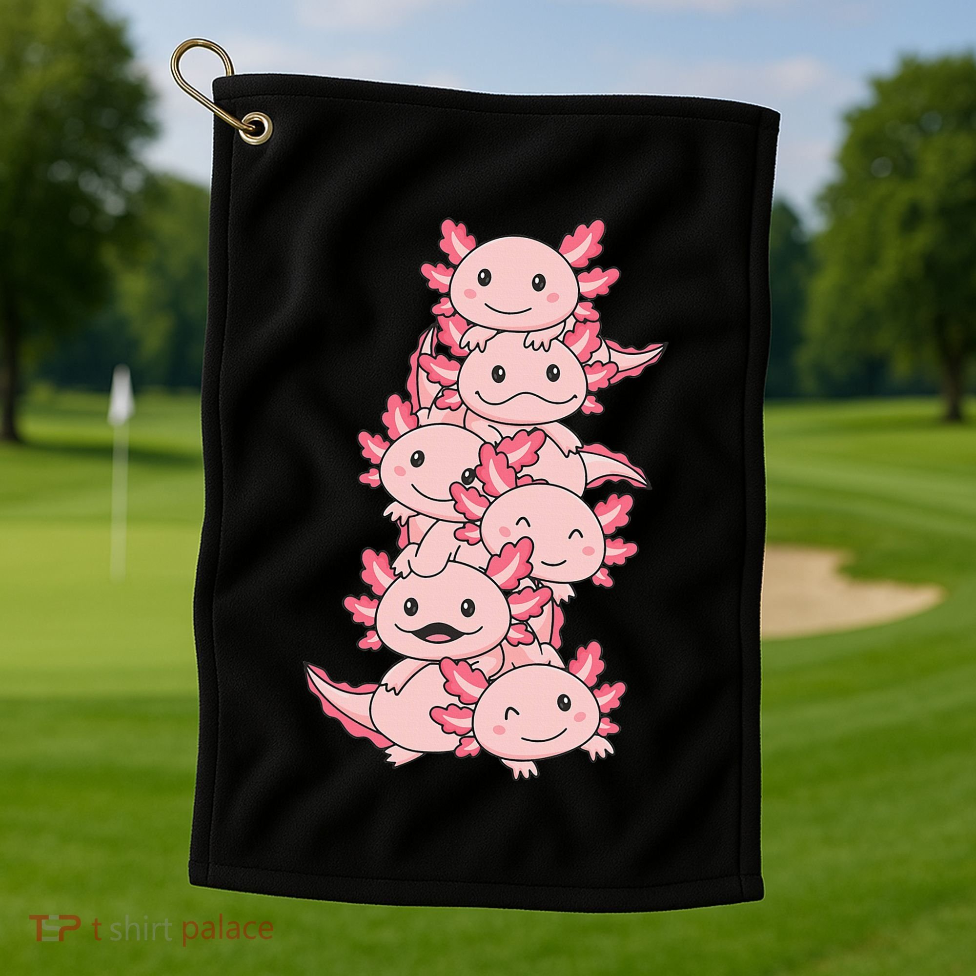 Axolotl Pile Cute Animals Kawaii Anime Golf Towel