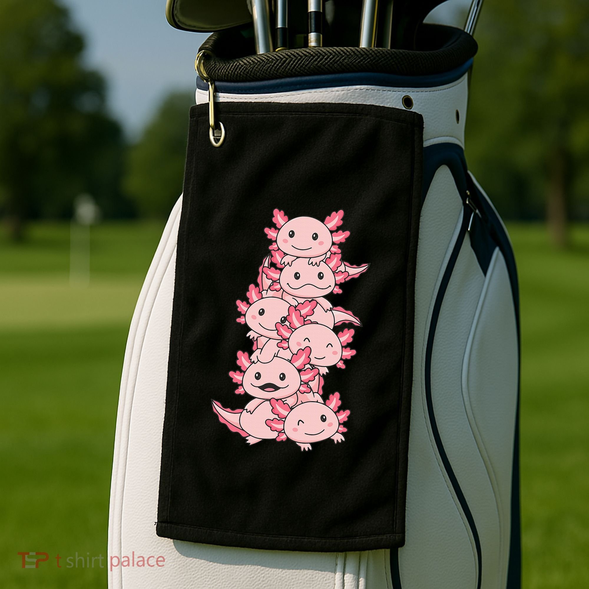 Axolotl Pile Cute Animals Kawaii Anime Golf Towel