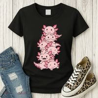 Axolotl Pile Cute Animals Kawaii Anime Women's T-Shirt thumb 3