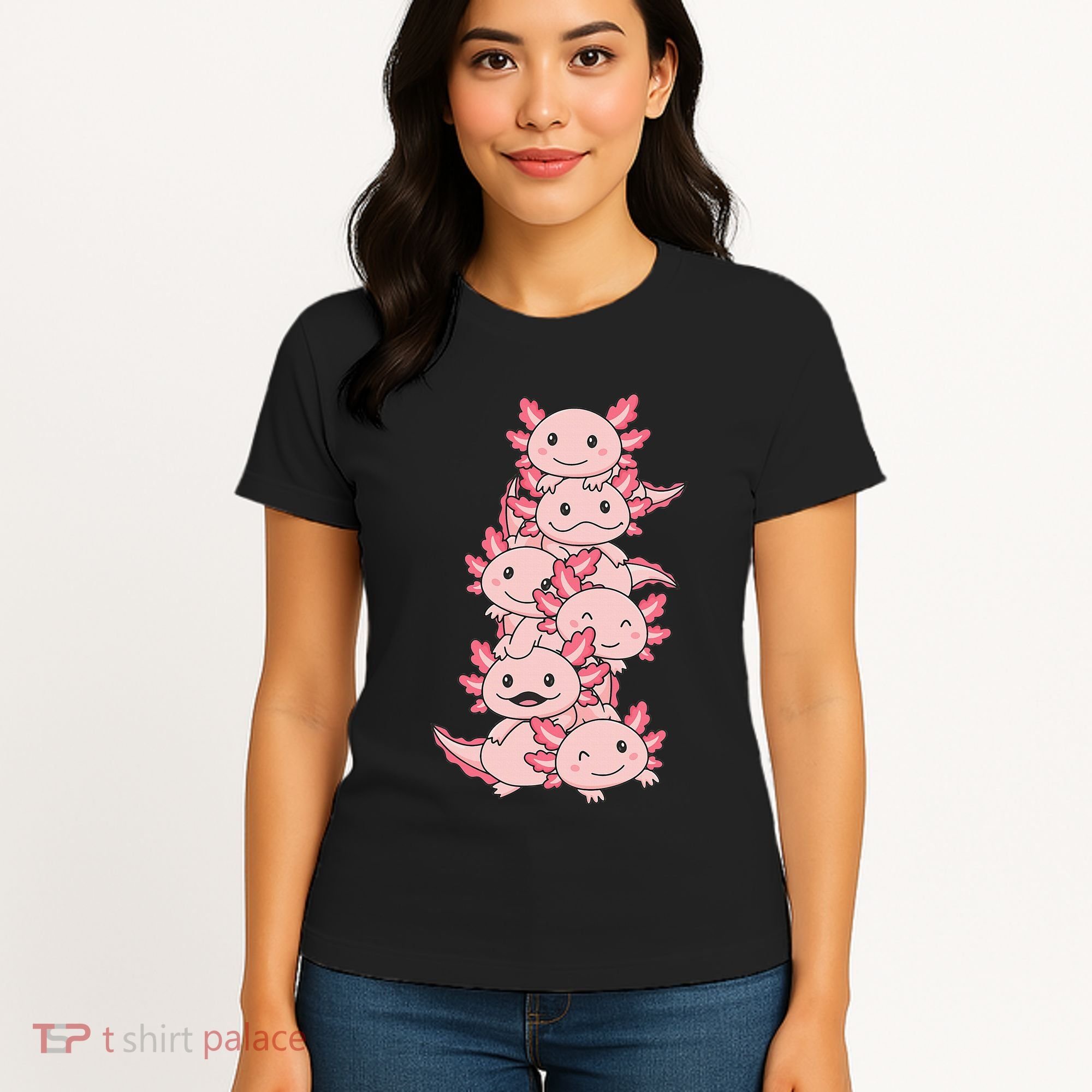Axolotl Pile Cute Animals Kawaii Anime Women's T-Shirt