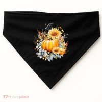 Autumn Pumpkin Cute Floral Halloween USA-Made Doggie Bandana thumb 0