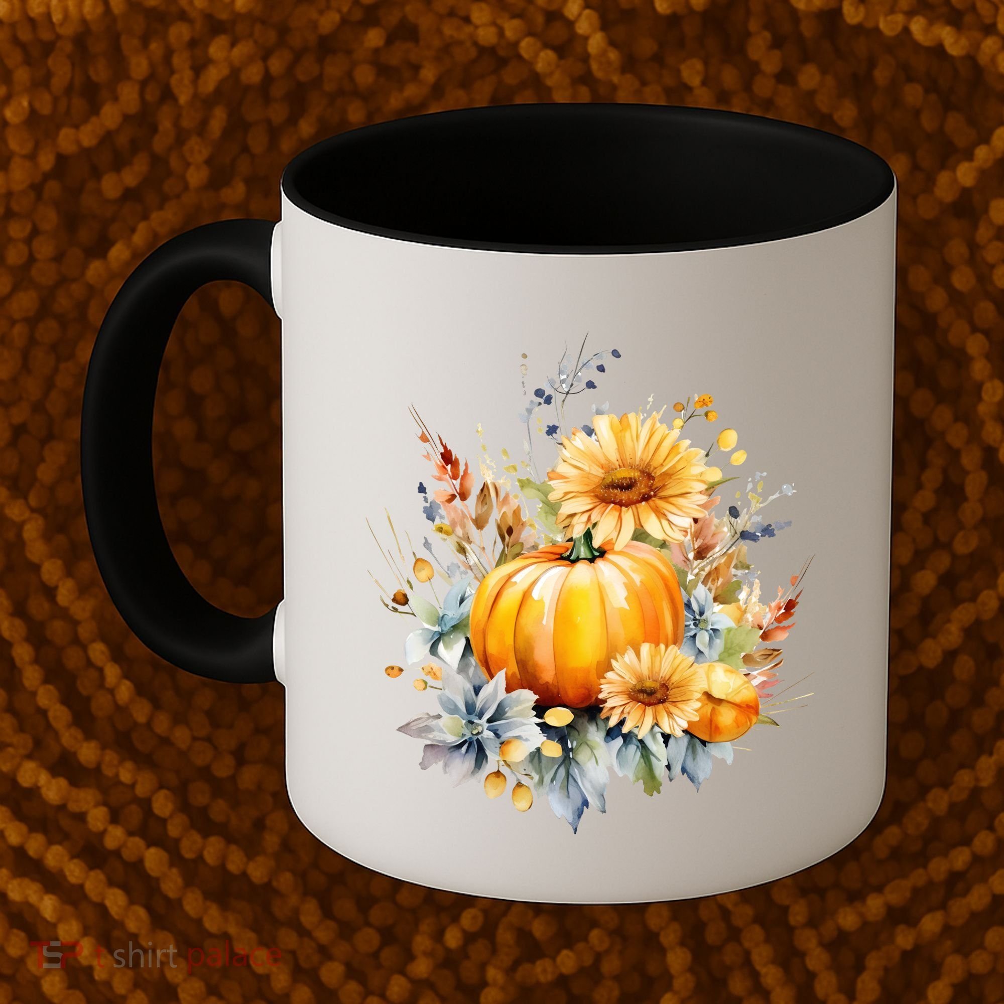 Autumn Pumpkin Cute Floral Halloween Coffee Mug
