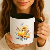 Autumn Pumpkin Cute Floral Halloween Coffee Mug thumb 3