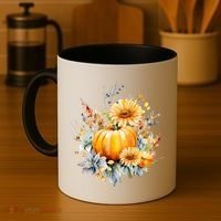 Autumn Pumpkin Cute Floral Halloween Coffee Mug thumb 4