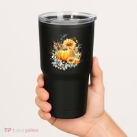Autumn Pumpkin Cute Floral Halloween Tumbler thumb 2