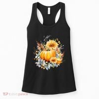 Autumn Pumpkin Cute Floral Halloween Women's Tank Top thumb 0
