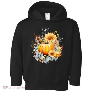 Autumn Pumpkin Cute Floral Halloween Toddler Hoodie
