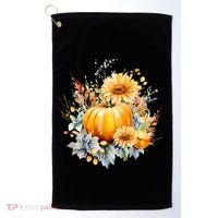 Autumn Pumpkin Cute Floral Halloween Golf Towel thumb 0