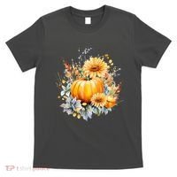 Autumn Pumpkin Cute Floral Halloween T-Shirt thumb 0