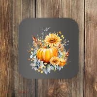 Autumn Pumpkin Cute Floral Halloween Coaster thumb 0