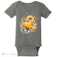 Autumn Pumpkin Cute Floral Halloween Baby Bodysuit thumb 0