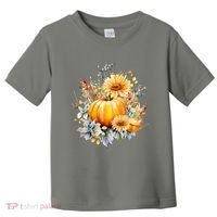 Autumn Pumpkin Cute Floral Halloween Toddler T-Shirt thumb 0