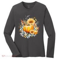 Autumn Pumpkin Cute Floral Halloween Women's Long Sleeve Shirt thumb 0