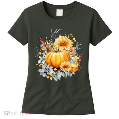 Autumn Pumpkin Cute Floral Halloween Women's T-Shirt