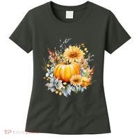Autumn Pumpkin Cute Floral Halloween Women's T-Shirt thumb 0
