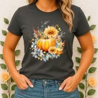 Autumn Pumpkin Cute Floral Halloween Women's T-Shirt thumb 2