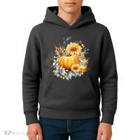 Autumn Pumpkin Cute Floral Halloween Kids Hoodie thumb 4