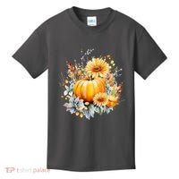Autumn Pumpkin Cute Floral Halloween Kids T-Shirt thumb 0