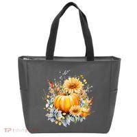 Autumn Pumpkin Cute Floral Halloween Tote Bag thumb 0