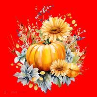 Autumn Pumpkin Cute Floral Halloween Santa Hat thumb 1