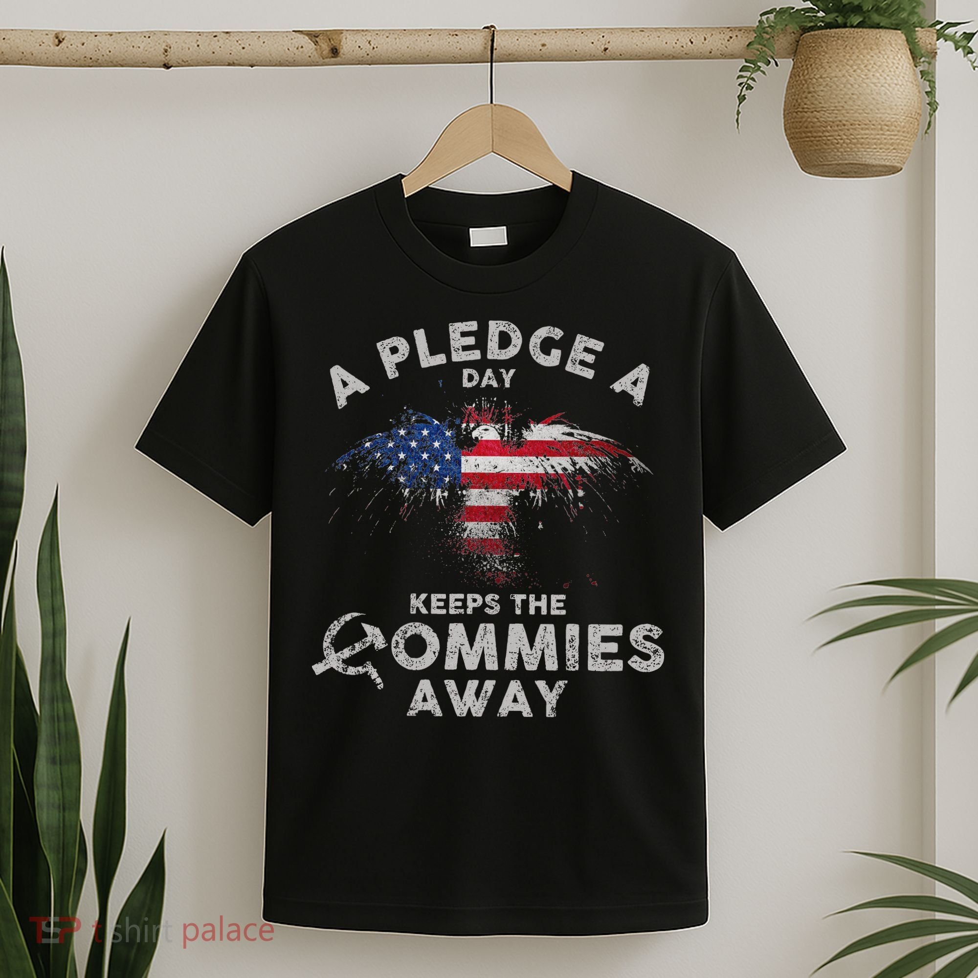 A Pledge Day Keeps The Commies Away Patriotic Eagle American T-Shirt