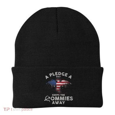 A Pledge Day Keeps The Commies Away Patriotic Eagle American Beanie