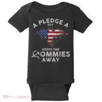 A Pledge Day Keeps The Commies Away Patriotic Eagle American Baby Bodysuit thumb 0