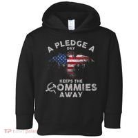 A Pledge Day Keeps The Commies Away Patriotic Eagle American Toddler Hoodie thumb 0