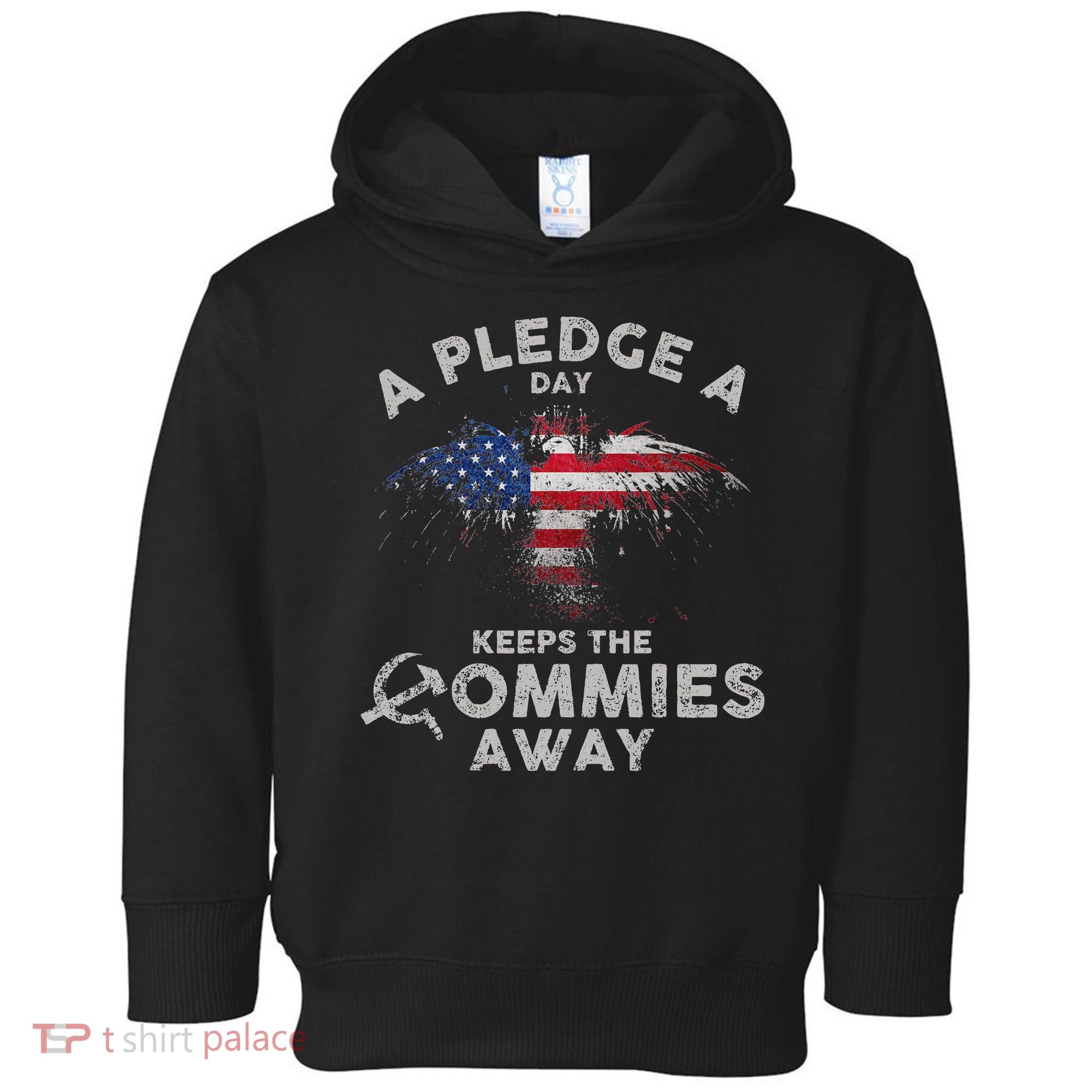 A Pledge Day Keeps The Commies Away Patriotic Eagle American Toddler Hoodie
