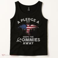 A Pledge Day Keeps The Commies Away Patriotic Eagle American Tank Top thumb 2