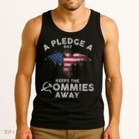 A Pledge Day Keeps The Commies Away Patriotic Eagle American Tank Top thumb 3