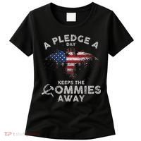 A Pledge Day Keeps The Commies Away Patriotic Eagle American Women's T-Shirt thumb 0