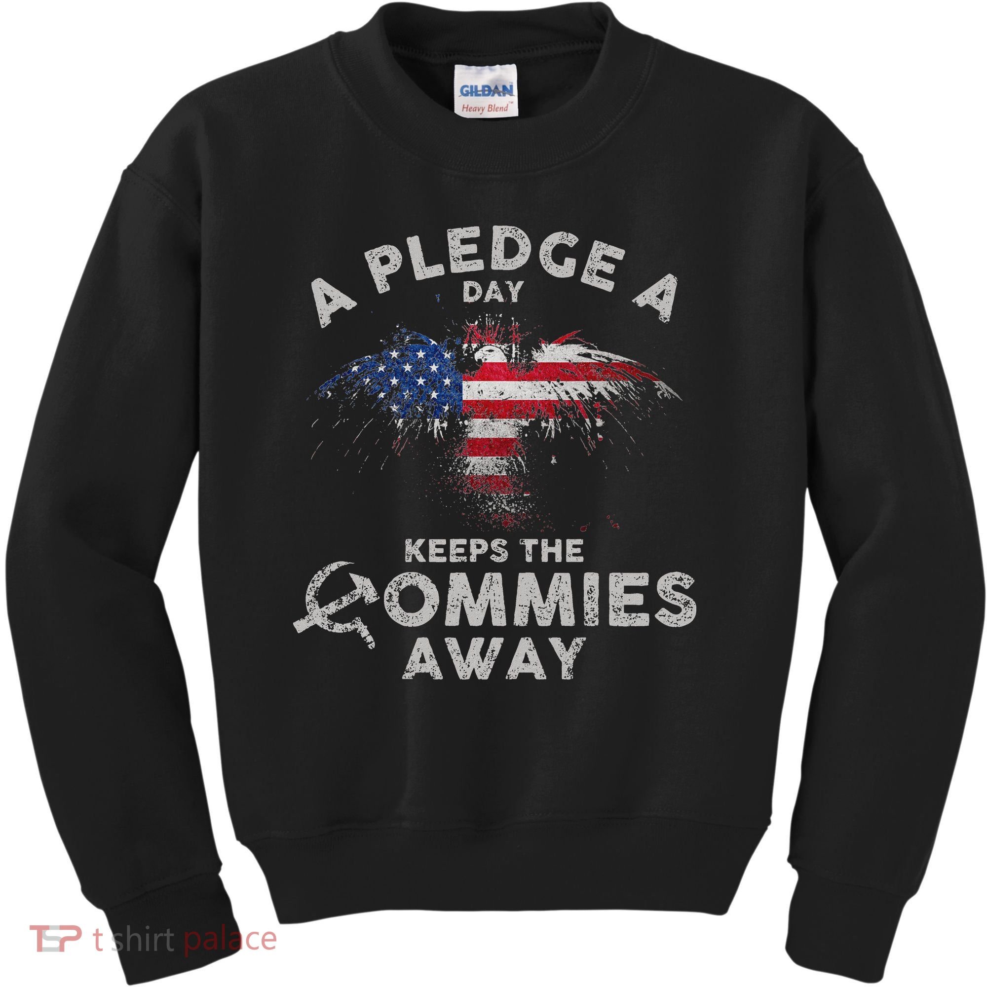 A Pledge Day Keeps The Commies Away Patriotic Eagle American Kids Sweatshirt